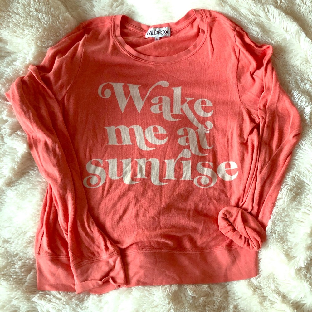 Wildfox -coral/orange “wake me at sunrise” sweater